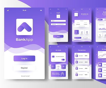 Screenshots of mobile banking app
