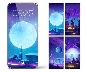 Mobile phone and four types of wallpapers